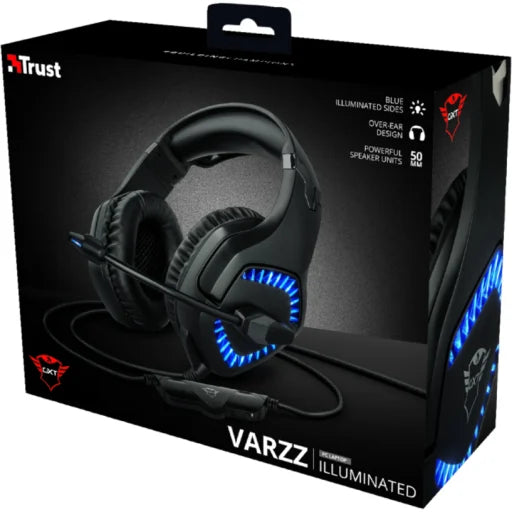 Audífonos gamer Trust GTX 460 alámbricos con USB y jack 3.5 mm, iluminación LED, color negro.