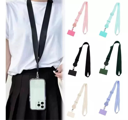 Colgante universal para carcasa de celular, ajustable y resistente, ideal para uso diario y actividades al aire libre.
