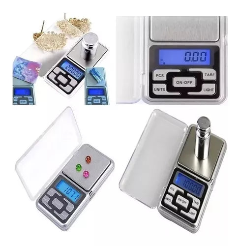 Balanza gramera digital de precisión 0.01g a 200g, ideal para joyería, cocina y laboratorio.