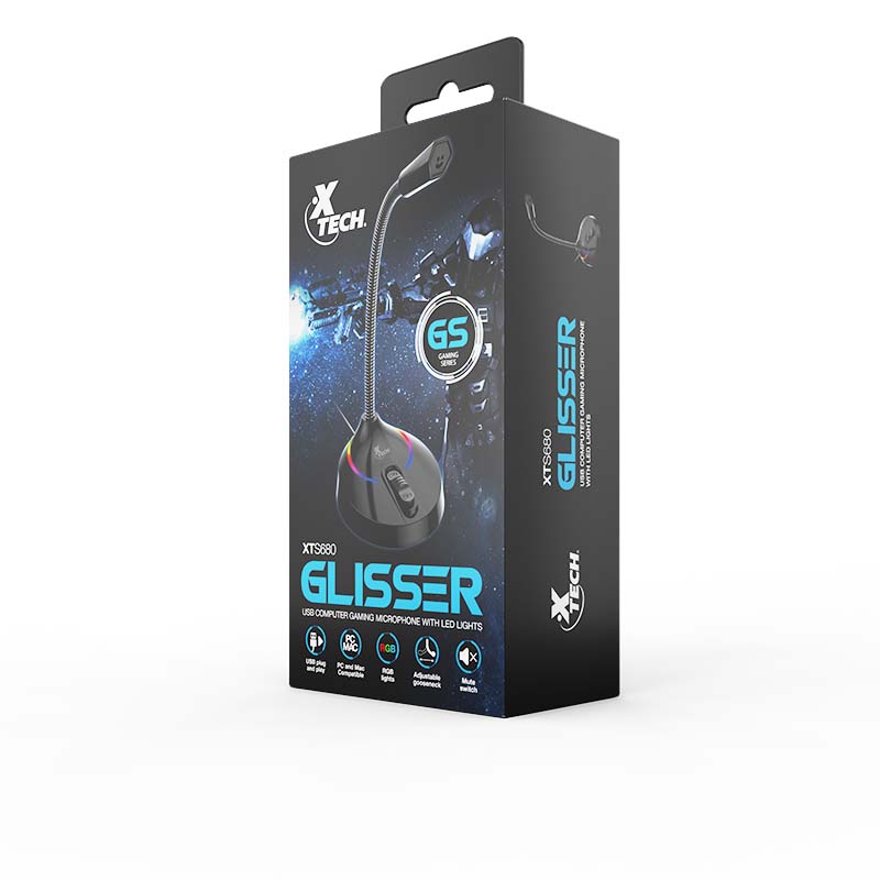Micrófono USB XTS-680 Xtech, omni-direccional, ideal para gaming, streaming y videollamadas.