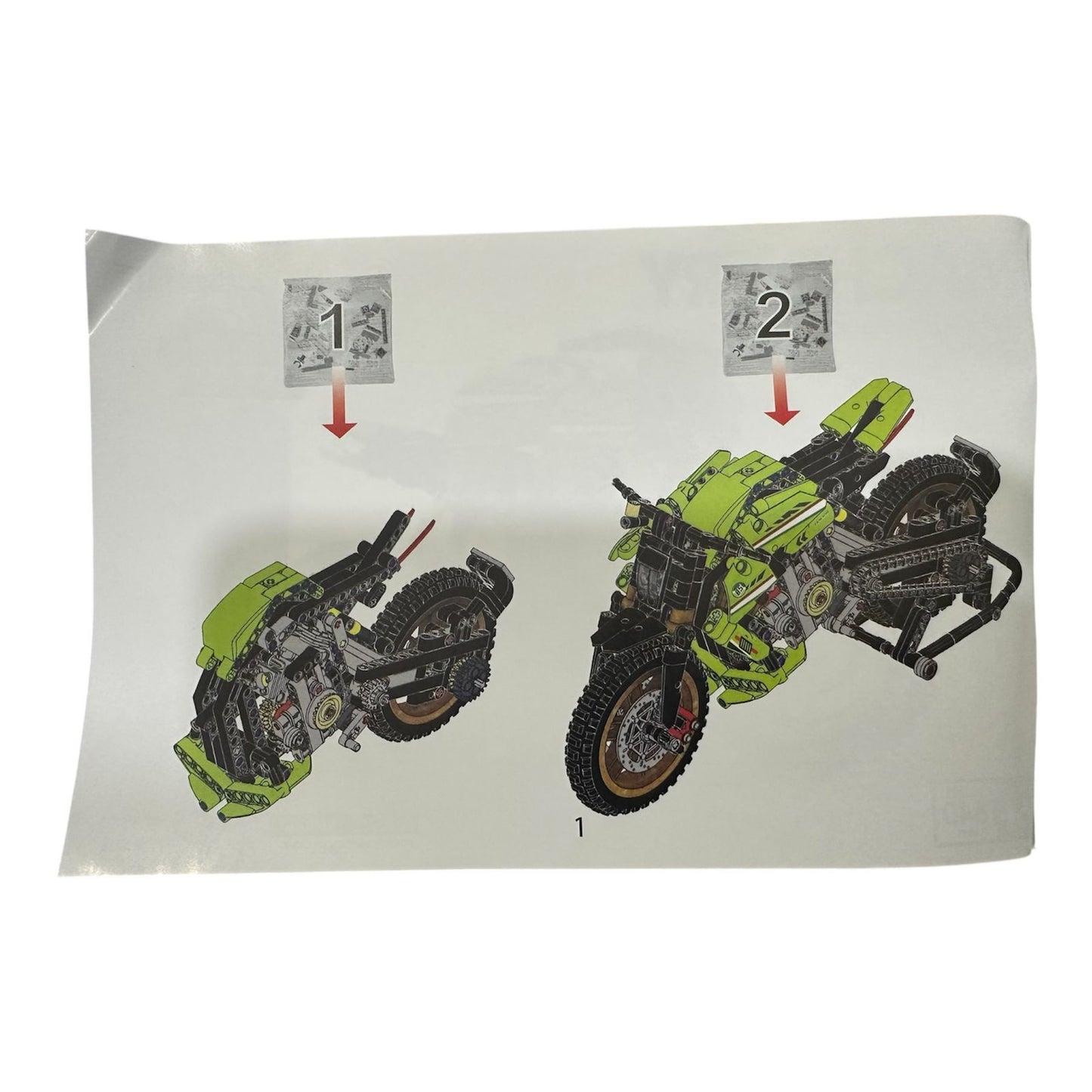 manual armado Motocicleta de bloques mecánicos con sistema de transmisión por cadena.