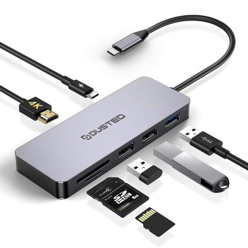 Multipuerto USB-C 7 en 1 DUSTED con velocidad de transferencia de hasta 10Gbps.