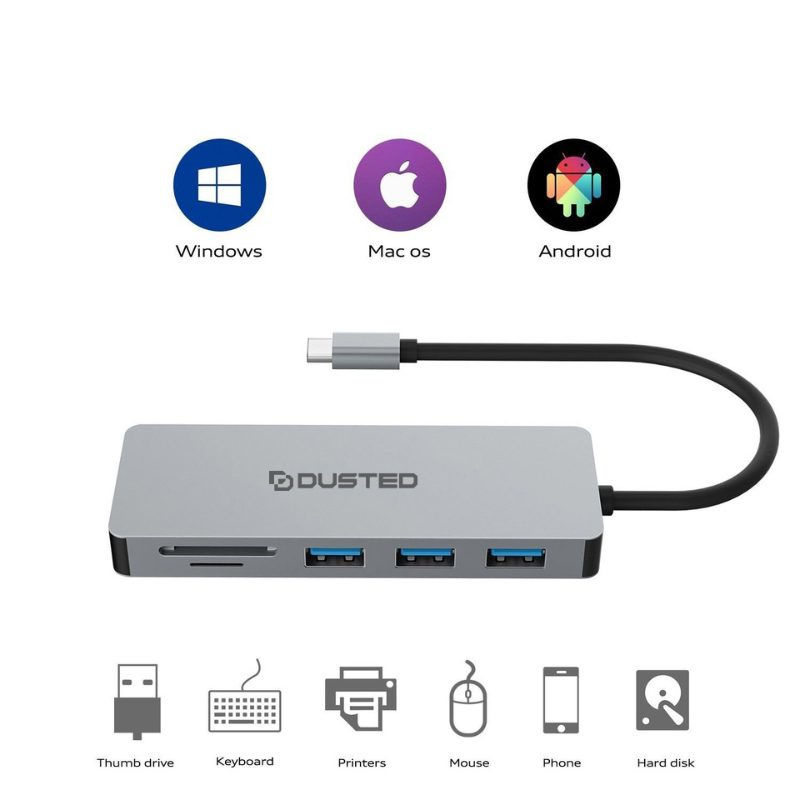 Multipuerto USB-C 7 en 1 DUSTED con velocidad de transferencia de hasta 10Gbps.