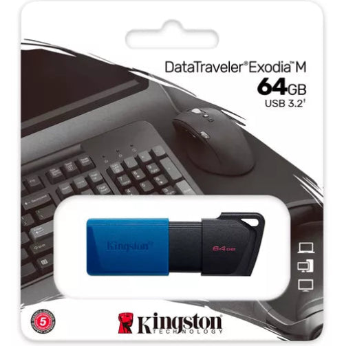 Pendrive Kingston Exodia M 64GB con USB 3.2 Gen 1 de alta velocidad.