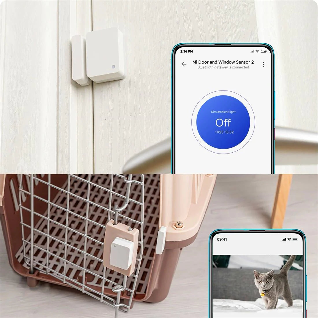 Sensor Xiaomi Mi 2 Bluetooth para puertas y ventanas, con notificaciones en tiempo real.