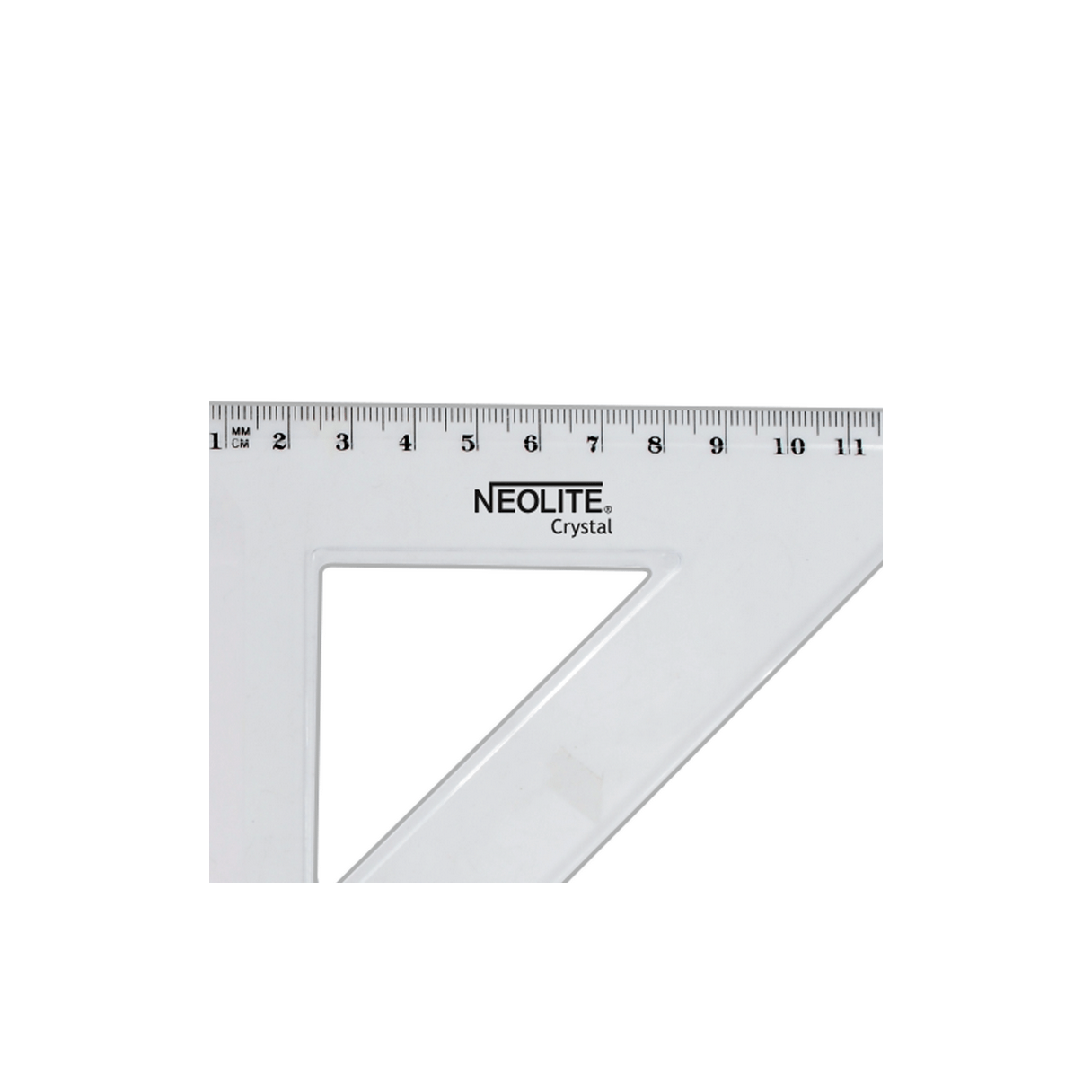 Set de geometría Neolite 4 piezas, transparente, con regla de 30 cm, escuadras y transportador.