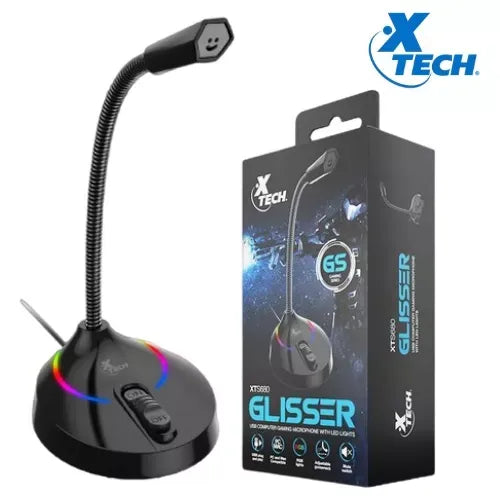 Micrófono USB XTS-680 Xtech, omni-direccional, ideal para gaming, streaming y videollamadas.