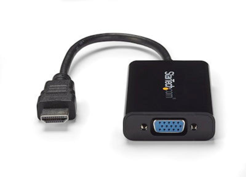 Adaptador HDMI a VGA StarTech con salida de audio, modelo HD2VGAA2.