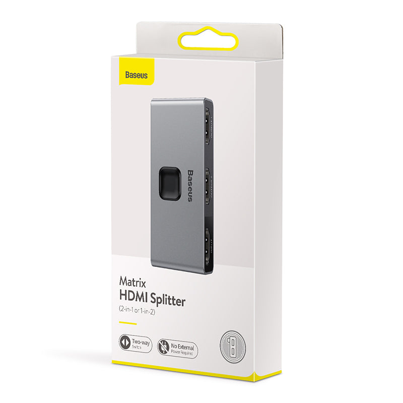 Switch HDMI 2x1/1x2 Baseus para video y audio en 4K