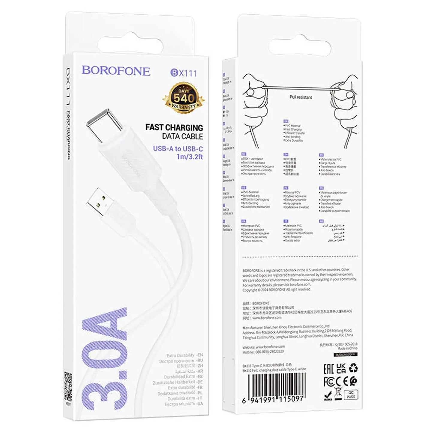Cable USB‑A a USB‑C 3A