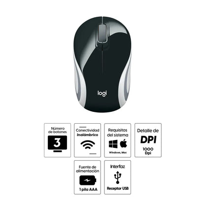 Mouse Mini inalámbrico 1600DPI 3 botones | Logitech M187