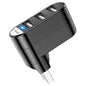 Adaptador USB 3 puertos BOROFONE DH3 con diseño rotatorio 180°, ideal para ampliar conexiones en laptops y PCs.  
