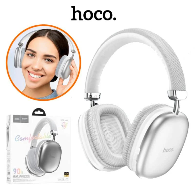 Audífonos inalámbricos Hoco W35 con Bluetooth y cancelación de ruido, ideales para música y llamadas.
