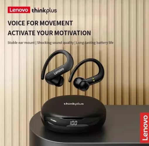 Auriculares Lenovo Thinkplus T50 Bluetooth 5.2 con diseño deportivo y controles táctiles.
