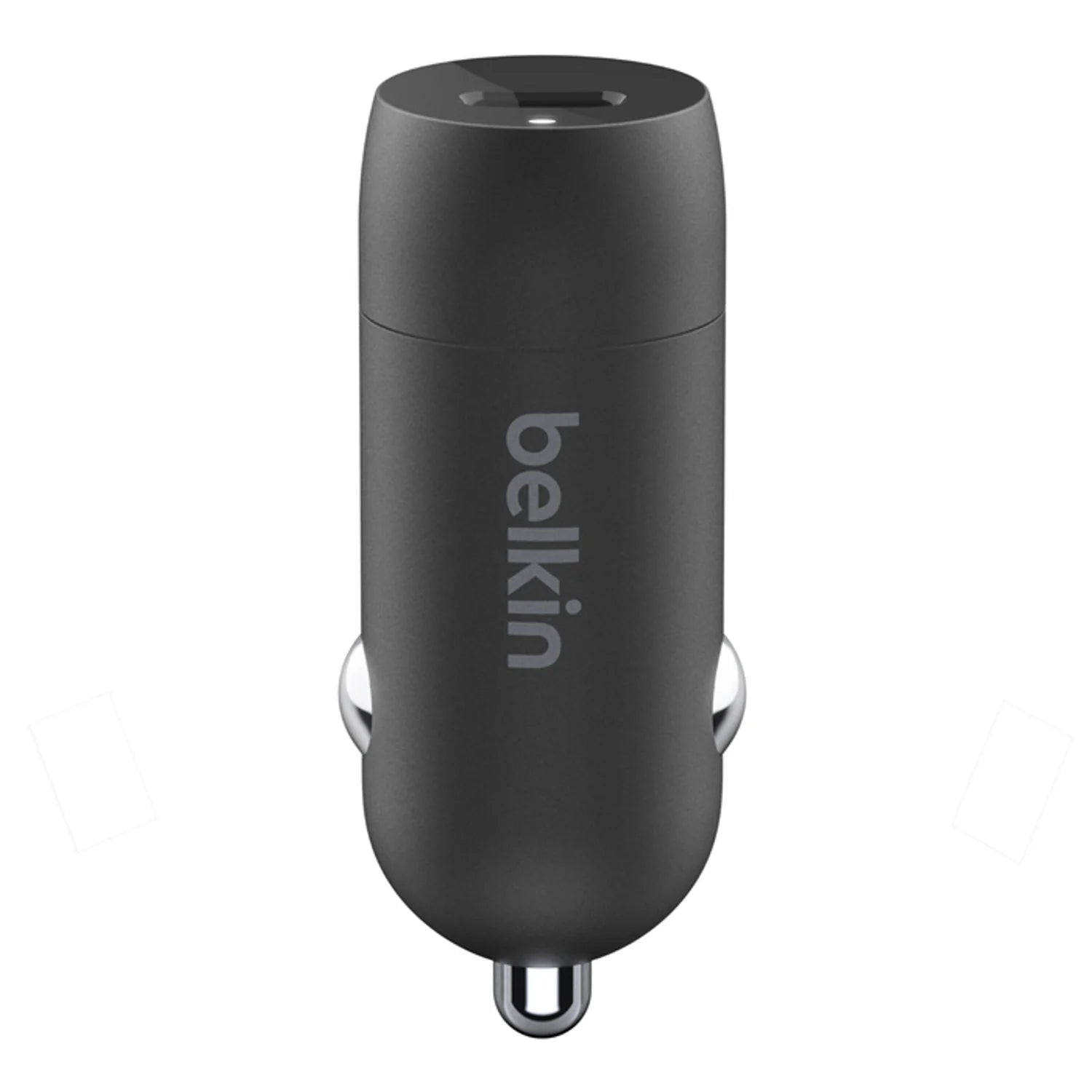 Cargador Belkin para auto USB-C de 20W compatible con iPhones y iPads.
