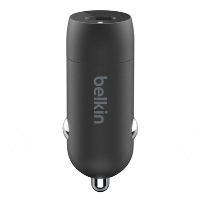 Cargador Belkin para auto USB-C de 20W compatible con iPhones y iPads.
