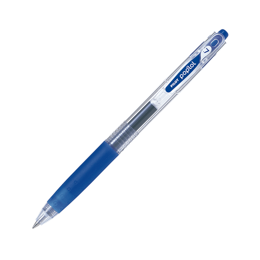 Bolígrafo Pilot Pop Lol retráctil azul con punta de 0.7 mm, ideal para trazos suaves y precisos.