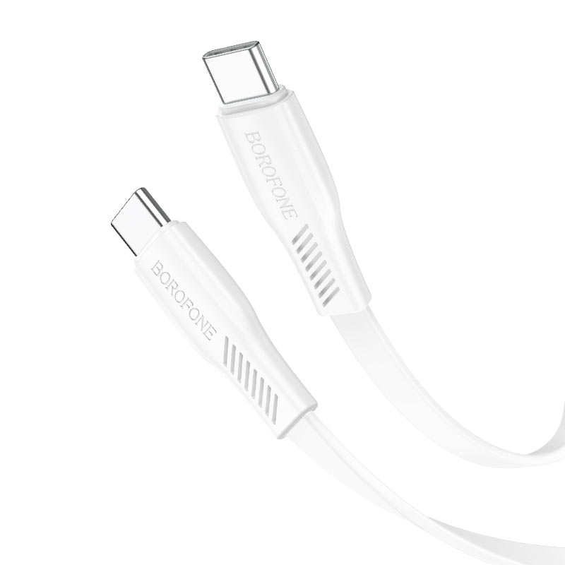 Cable Borofone BX85 60W con conectores Type-C, soporte QC 4.0, longitud de 1 metro, color blanco.
