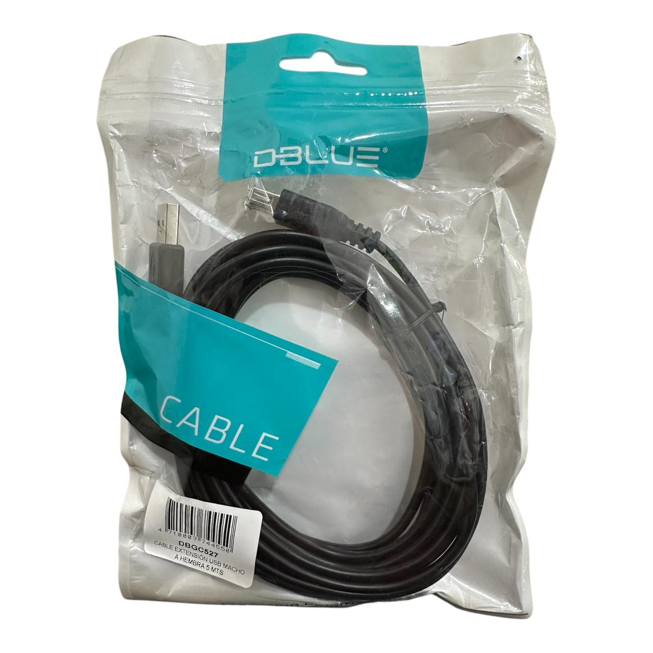 Cable Extensión USB DBlue de 5 metros con transmisión estable y duradera.
