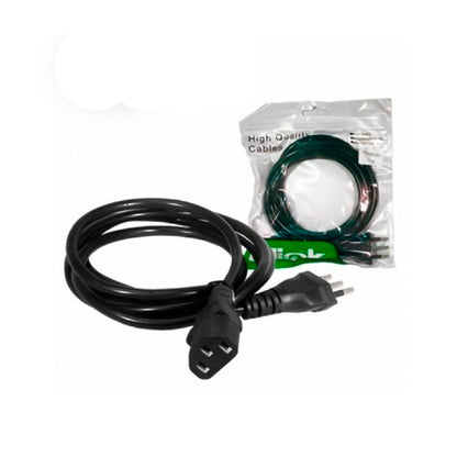 Cable de poder para PC de 1.8 metros, grosor de 0.75mm, seguro y confiable para equipos de escritorio y monitores.
