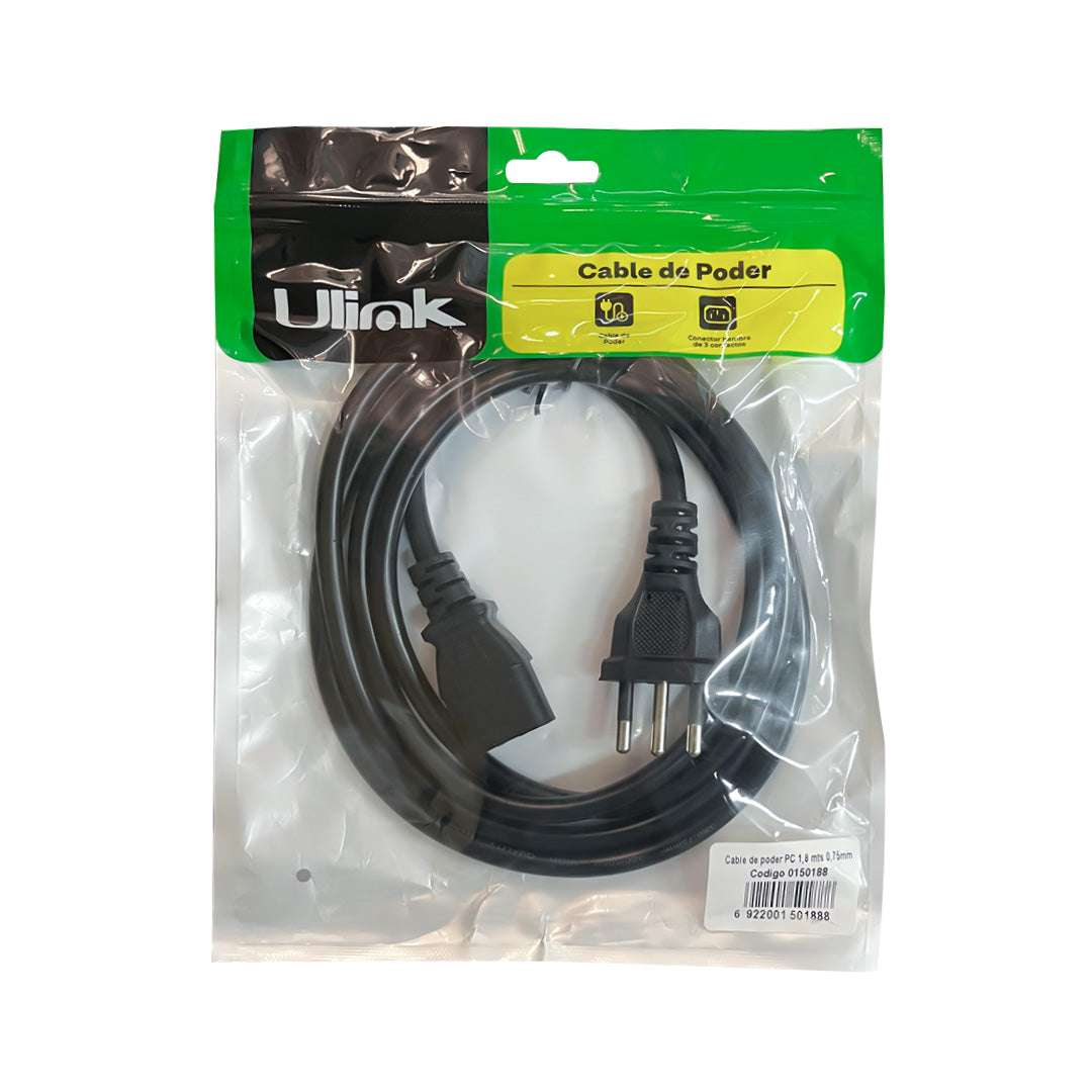 Cable de poder para PC Ulink 1,8mts