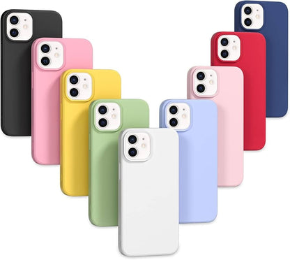 Carcasa de silicona suave para iPhone, compatible con modelos del 7 al 14 Pro Max.  
