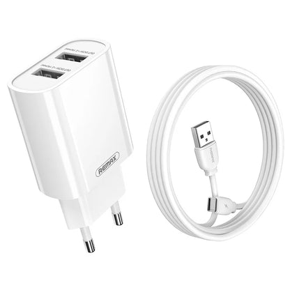 Cargador Carga Rápida Con 2 Puertos Usb y cable Tipo-C | Remax Rp-U35