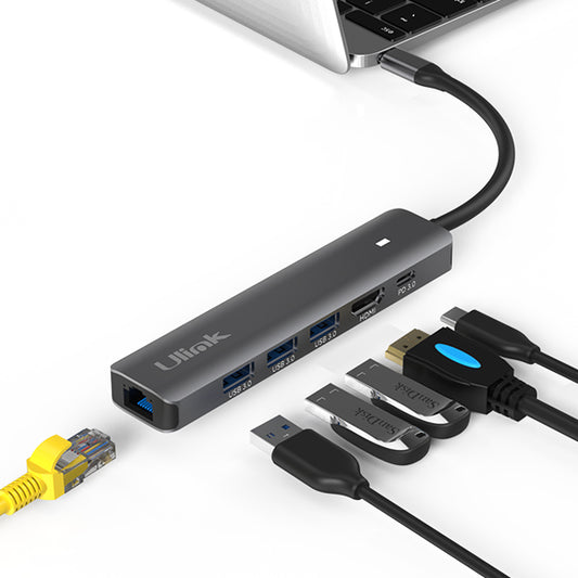 Adaptador multipuerto USB C 6 en 1