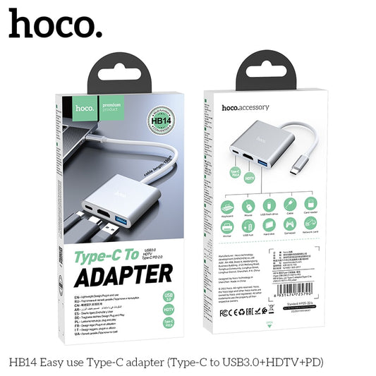 Hub Usb-C (Usb-A3.0+Hdmi+Usb-A) Hoco Hb14