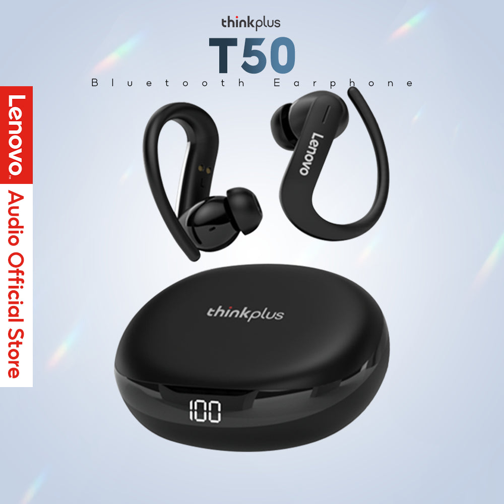 Auriculares Lenovo Thinkplus T50 con estuche de carga y batería de larga duración.
