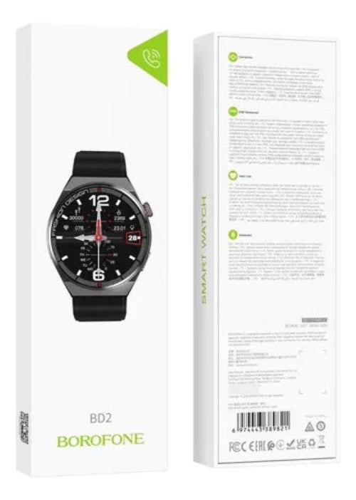 Reloj Inteligente Borofone BD2 con registro de actividad física y diseño moderno.
