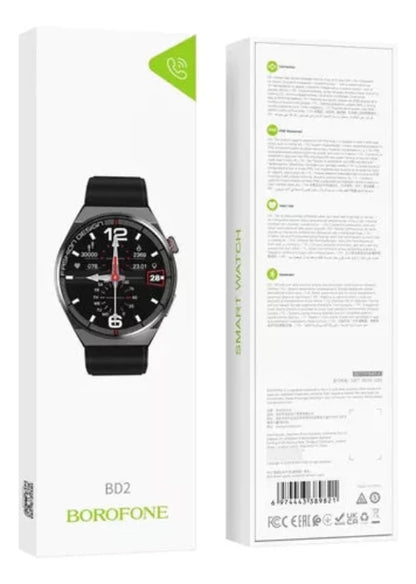 Reloj Inteligente Borofone BD2 con registro de actividad física y diseño moderno.
