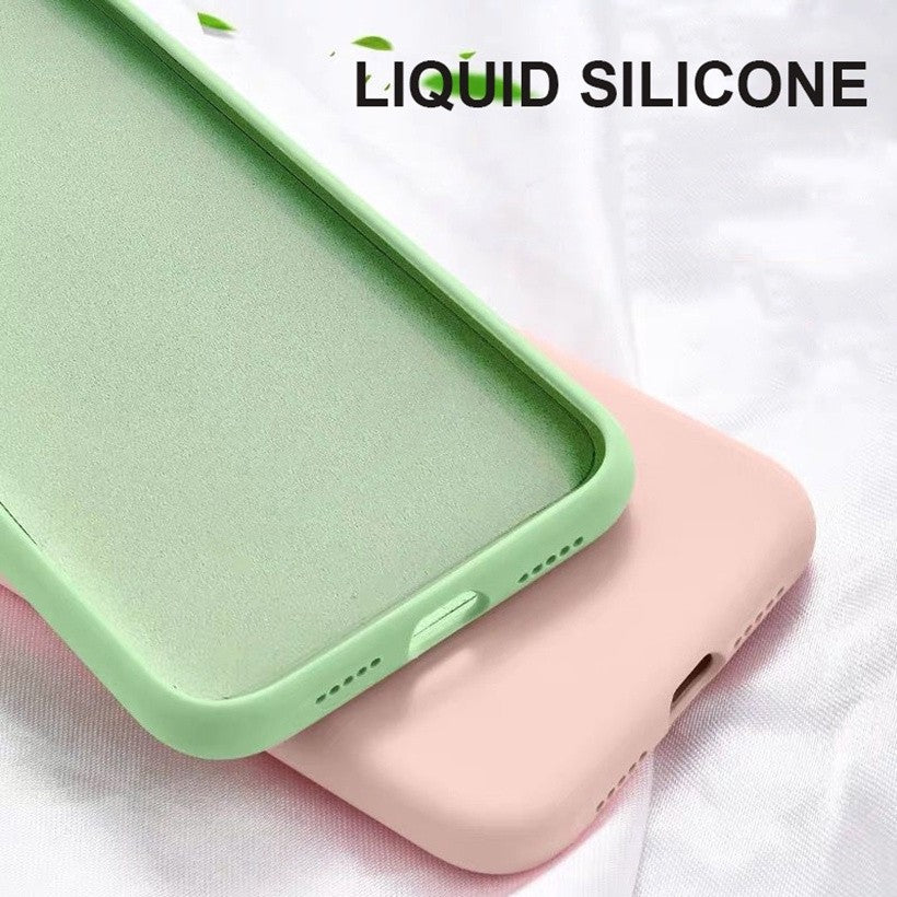 Carcasa suave de silicona para iPhone, protección y estilo para modelos 7 a 14 Pro Max.  
