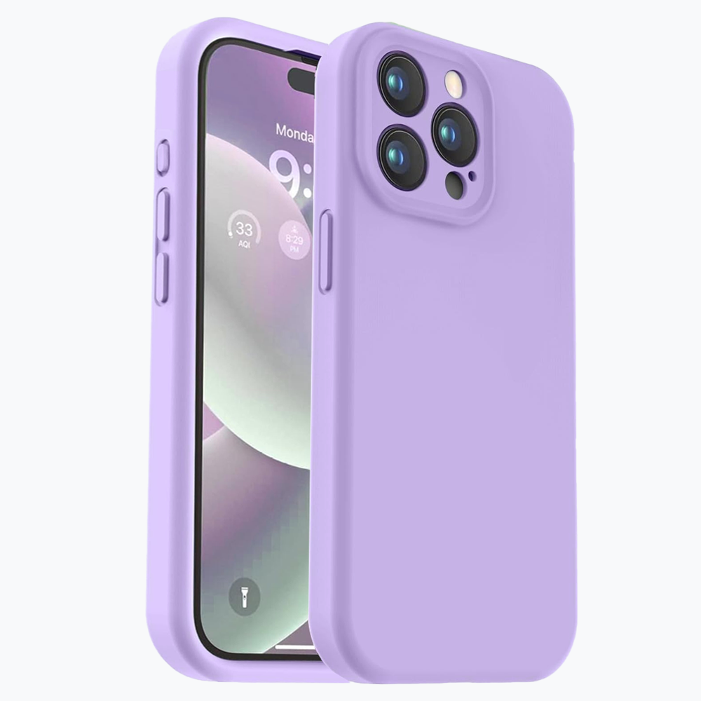 Carcasa de silicona con acabado suave, disponible en varios colores para iPhone.  
