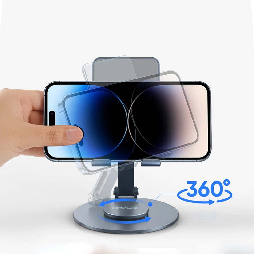 Soporte de Celulares - Aluminio para Smartphone con Altura y Rotación 360°  Plegable y Ajustable