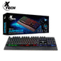 Teclado Gaming Xtech XTK-510S con iluminación LED multicolor, diseño QWERTY en español y descansa-palmas integrado.
