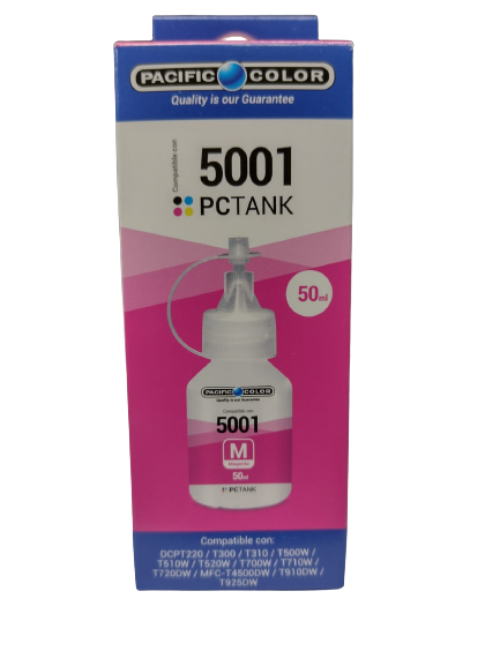 Tinta Magenta 5001 PCTANK de 50 ml compatible con impresoras Brother.
