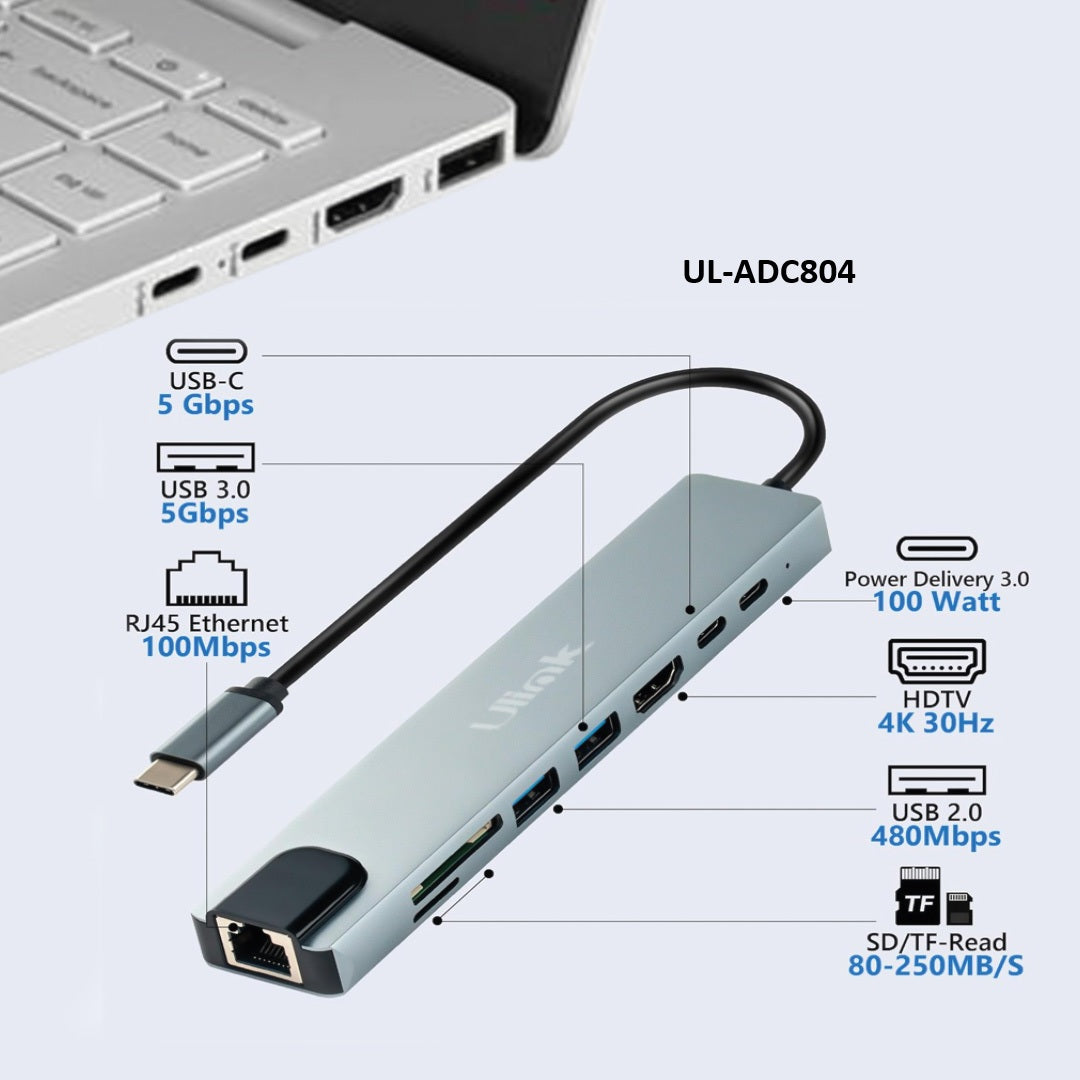 Hub USB-C Multipuerto HDMI 4K para Notebook, MacBook, Tablet y Celular