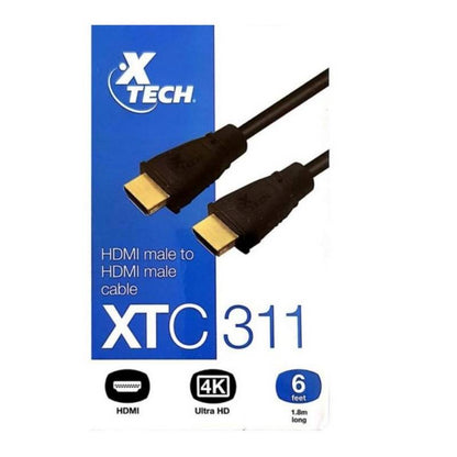 Cable HDMI XTech de 1.8 metros modelo XTC-311, resolución 4K.
