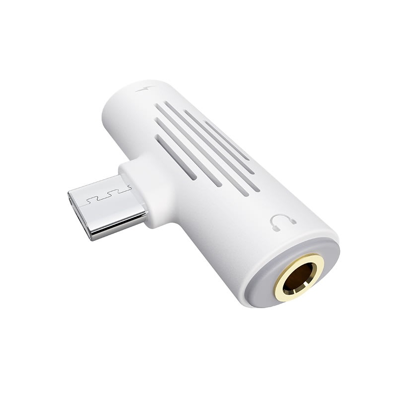 Adaptador USB-C 2 en 1 Borofone para carga y audio en dispositivos móviles