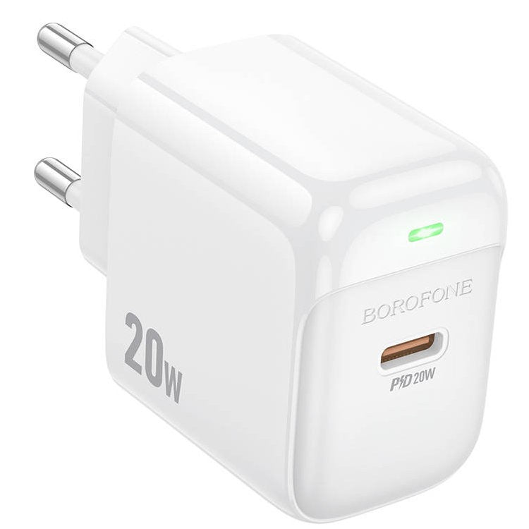 Cargador Borofone BAS43A PD-20W de un puerto, color blanco