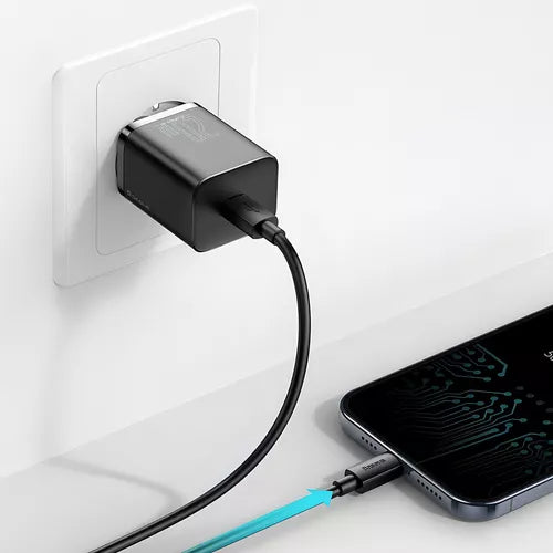 Set de cargador Baseus 20W y cable USB-C a Lightning
