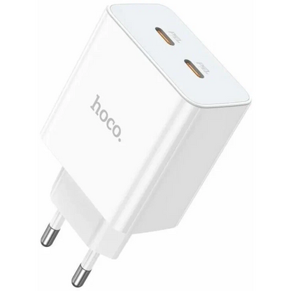 Cargador USB-C Hoco C108A de alta velocidad con dos puertos
