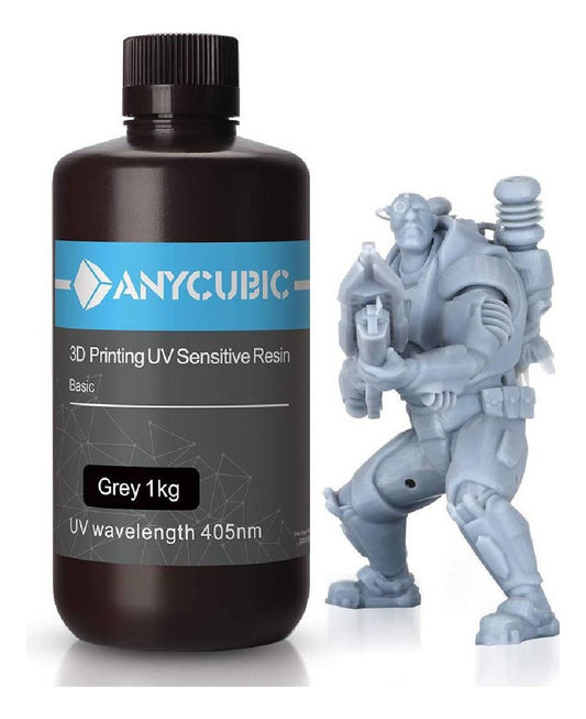 Resina UV color gris oscuro para impresoras 3D, disponible cerca de la Clínica Santa María en Providencia, Santiago. Marca Anycubic.
