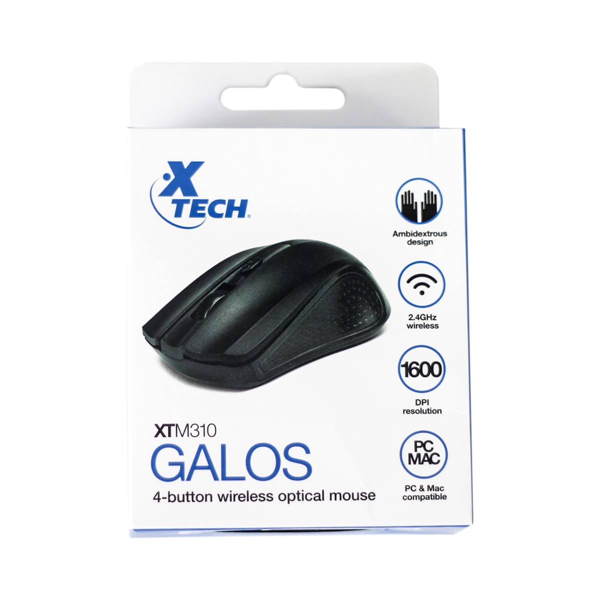 Mouse inalámbrico 1600DPI 4 botones negro | Xtech  XTM-310 Galos